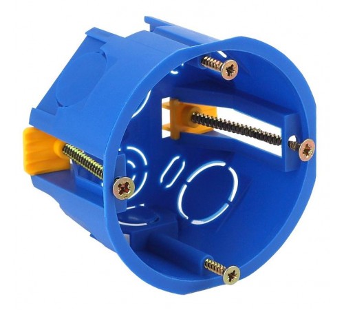 Коробка установочная приборная 68х45мм для полых стен с саморезами с пластик лапками (синяя) IP30  Б0037430  ЭРА