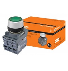 Кнопка MP1-21G(LED) в сборе d22мм/24В 1з+1р зеленая  SQ0747-0018  TDM