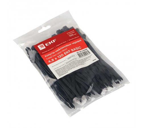Хомут нейлоновый ЧЕРНЫЙ 4,8х120 (уп./100шт) EKF Simple  plc-cb-4.8x120  EKF