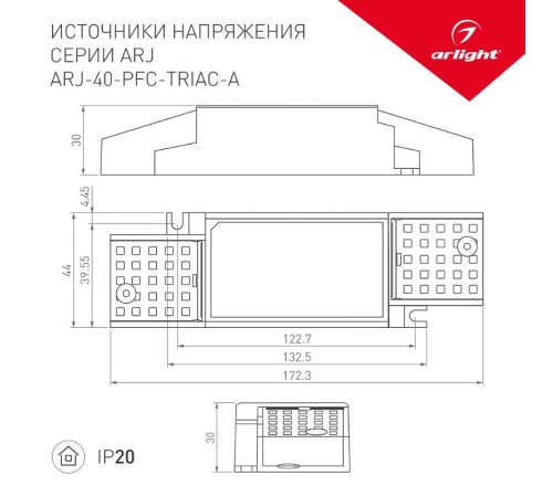 Блок питания ARJ-40-PFC-TRIAC-A (40W, 700-1050mA)  028185  Arlight