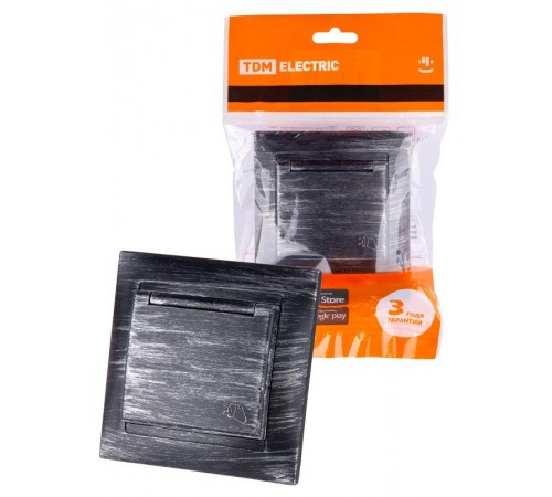 Розетка 2П+З 16А 250В IP44 с крышкой старинное серебро "Лама"  SQ1815-0667  TDM