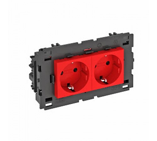 Розетка двойная 0° Modul45connect с з/к, 250 В, 16A (красный) (STD-D0C8 SRO2)  6120438  OBO Bettermann