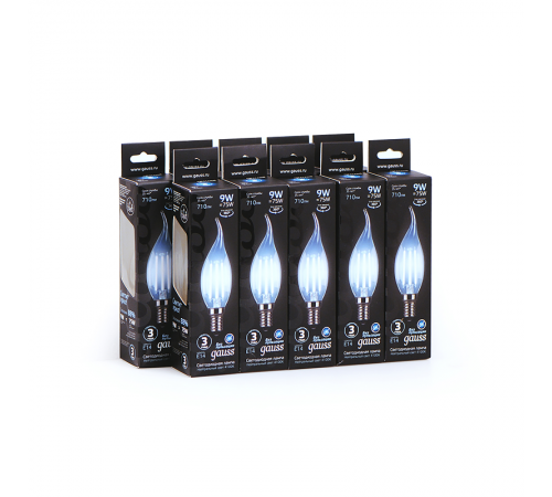 Лампа светодиодная LED Filament Свеча на ветру E14 9W 710lm 4100K  104801209  Gauss