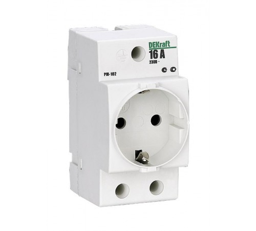 Розетка модульная на DIN-рейку 2P+PEN 16A РМ-102 220В D  18012DEK  DEKraft