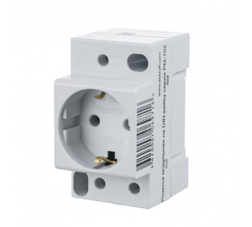 Розетка модульная на DIN-рейку 2P+PEN 16A РМ-102 220В D  18012DEK  DEKraft