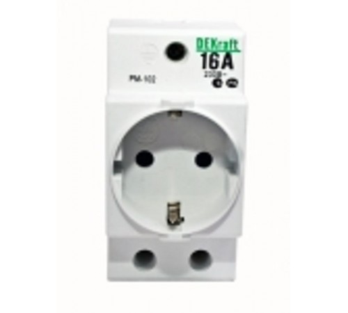 Розетка модульная на DIN-рейку 2P+PEN 16A РМ-102 220В D  18012DEK  DEKraft