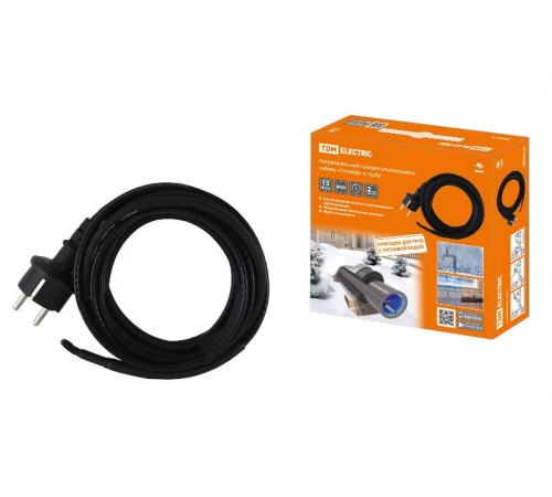 Нагревательный саморегулирующийся кабель "Стоплёд" НСК15-В с вилкой, в трубу (15м/150Вт)   SQ2510-0016  TDM