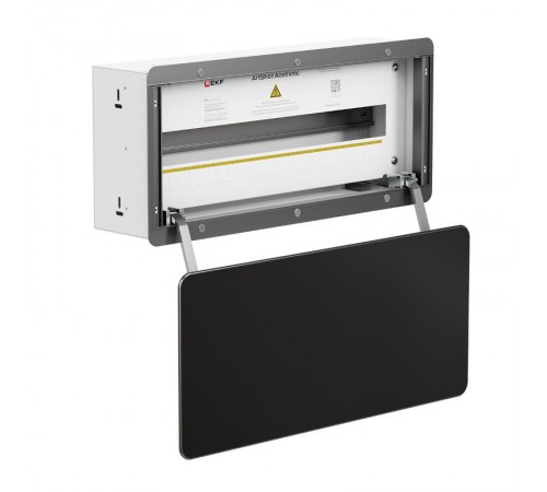 Корпус ArtShell Aesthetic встраиваемый силовой 24 модуля, чёрная дверь из закаленного стекла  artshell-a-24p-cb EKF