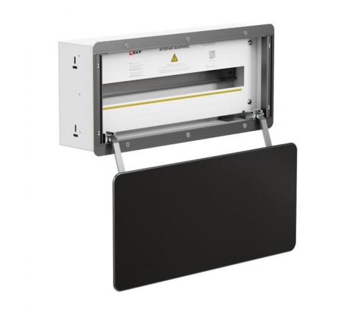 Корпус ArtShell Aesthetic встраиваемый силовой 24 модуля, чёрная дверь из закаленного стекла  artshell-a-24p-cb EKF