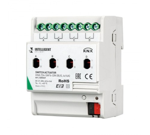 INTELLIGENT ARLIGHT Релейный модуль KNX-704-SW16-DIN (BUS, 4x16A)  025661  Arlight