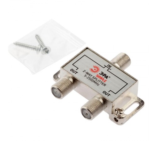 DS-F-SAT-01  ДЕЛИТЕЛЬ ТВ х 2 под F разъём 5-2050 МГц  simple (10/200/7200)  Б0048329  ЭРА