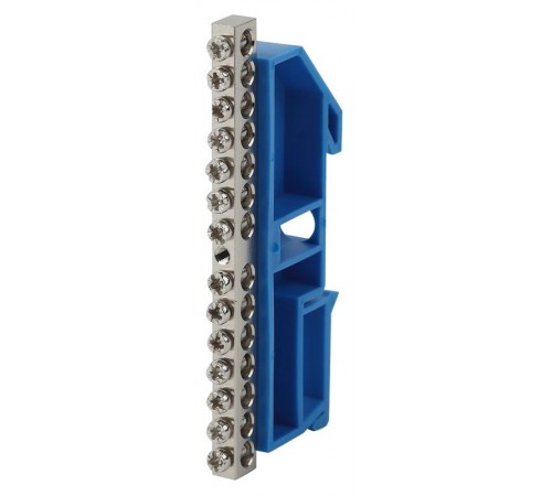 Шина N "Ноль" на DIN-изол ШНИ-6х9-14 никелированная Д-Синий (10/250/9000) NO-222-88-1  Б0044137  ЭРА