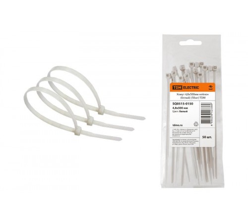 Хомут 4,8х500мм нейлон (белый) (50шт)  SQ0515-0150  TDM
