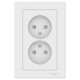 AtlasDesign Белый Розетка без заземления двойная, со шторками,16А, (в сборе с рамкой)  ATN000122  SE