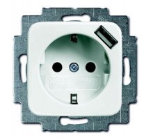 Розетка Schuko с устройством зарядным USB, 20 EUCBUSB-214-500, Reflex альпийский белый, 16А, 700 мА  2011-0-6175   2CKA002011A6175  ABB