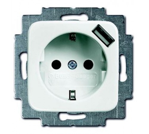 Розетка Schuko с устройством зарядным USB, 20 EUCBUSB-214-500, Reflex альпийский белый, 16А, 700 мА  2011-0-6175   2CKA002011A6175  ABB