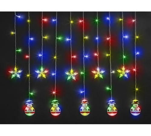 Гирлянда  95 026 NGF-D037-03 (бахрома звезды и снеговики RGBY 3*0.6м IP  95026  Navigator