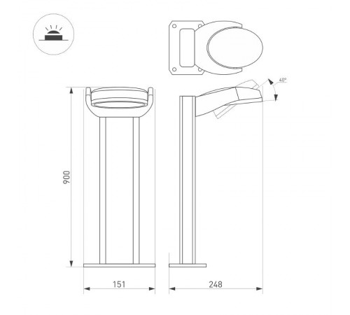 Светильник LGD-EYE-BOLL-H900-6W Warm3000 (GR, 117 deg, 230V) (Arlight, IP54 Металл, 3 года)  029984  Arlight