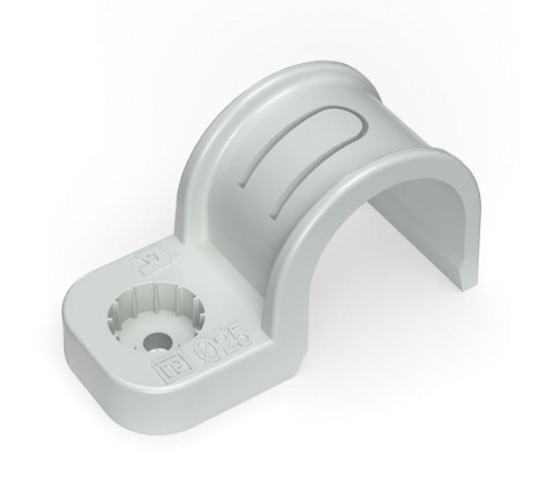 Крепеж-скоба пластиковая односторонняя для прямого монтажа серая в п/э д25 (50шт/450шт уп/кор)  PR13.0370  Промрукав