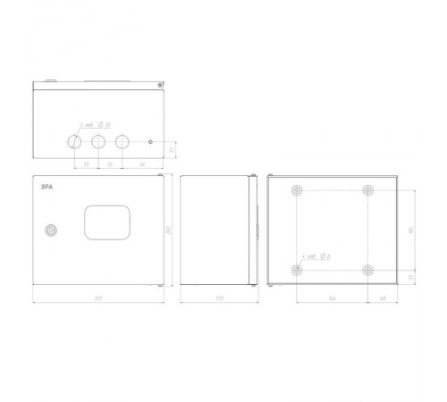  Щит с монтажной панелью металлический ЩМПг (окно)-02 IP54 (250х300х175) SIMPLE  Б0041661  ЭРА