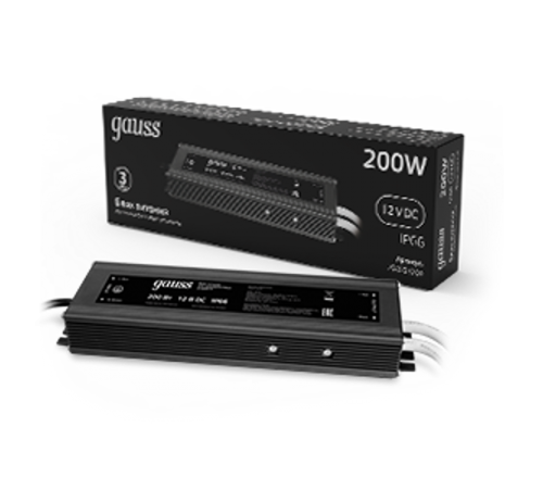 Блок питания для светодиодной ленты пылевлагозащищенный 200W 12V IP66  202023200  Gauss