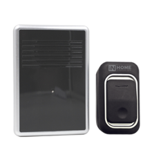 Звонок беспроводной ЗБ-10 25 мелодий с регулировкой звука, подсветкой, 150м цифровым кодированием с кнопкой IP44 ЧЕРНО-БЕЛЫЙ  4690612013381  IN HOME