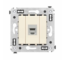 Компьютерная розетка RJ-45 без шторки в стену, кат.6 одинарная экранированная, "Avanti", "Ванильная дымка"  4405793  DKC