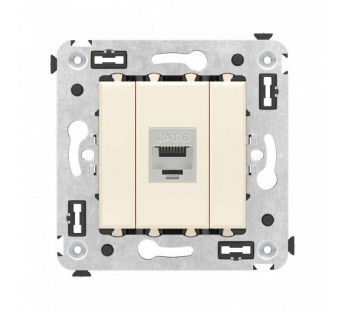 Компьютерная розетка RJ-45 без шторки в стену, кат.6 одинарная экранированная, "Avanti", "Ванильная дымка"  4405793  DKC