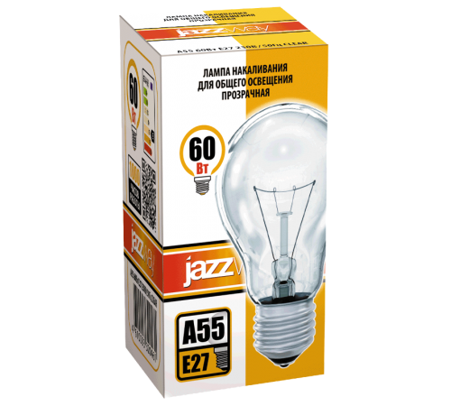 Лампа накаливания ЛОН  40Вт Е27 240В A55 clear (Б 230-40-5)  3326623  Jazzway