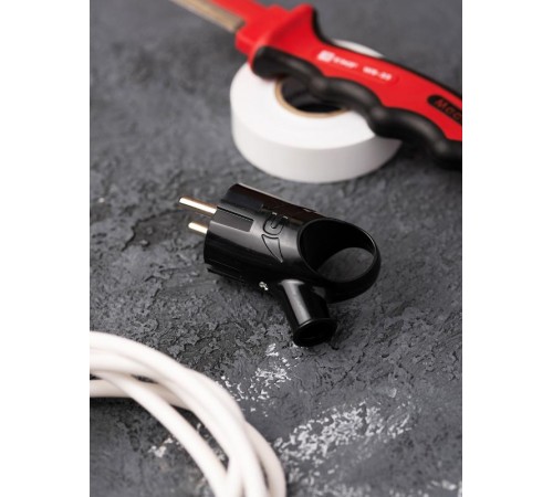 Вилка с кольцом с/з черн. 16А 250В EKF PROxima  AVK16-30  EKF