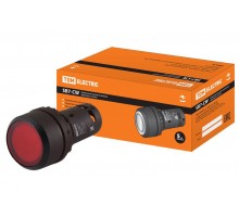 Кнопка с фиксацией SB7-CWL3465-24V(LED) d22мм 1з+1р красная  SQ0746-0044  TDM
