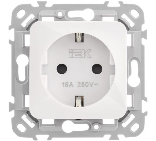 FLITE Розетка с заземлением со шторками быстрозажимные клеммы 16А РСш11-1-ФлБ белый  FI-R14-16-1-K01  IEK