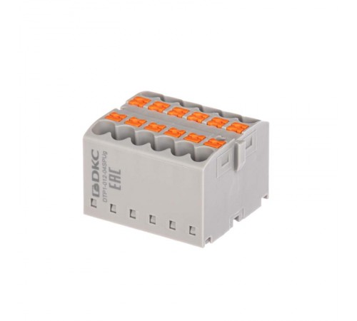 Блок распределительный, зажим push-in, 12 точек подключения 2,5 кв.мм, серый  DTP1-012-04SPUG  DKC