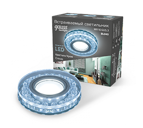 Светильник точечный встраиваемый Backlight BL045 Кругл. Кристалл/Хром, Gu5.3, LED 4100K  BL045  Gauss