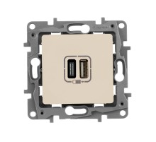 Зарядное устройство USB тип А / тип С - Legrand Etika - 3000мА 15Вт - слоновая кость  672336  Legrand