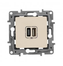 Зарядное устройство USB тип А / тип С - Legrand Etika - 3000мА 15Вт - слоновая кость  672336  Legrand