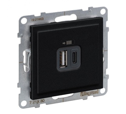 SUNO Зарядное устройство USB 2 выхода Тип А - Тип С Цвет "Антрацит"  721430  Legrand