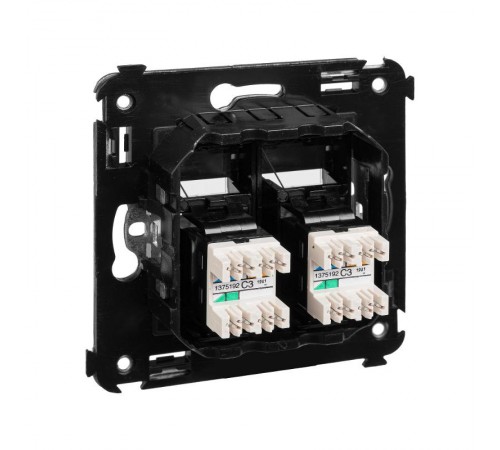 Телефонная розетка RJ-12 в стену двойная, "Avanti", "Черный матовый"  4412314  DKC