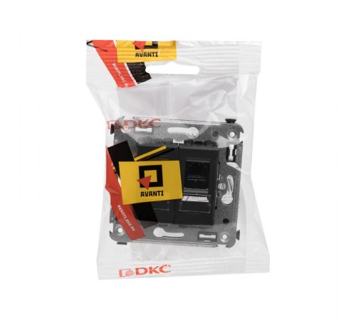 Телефонная розетка RJ-12 в стену двойная, "Avanti", "Черный матовый"  4412314  DKC