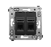 Телефонная розетка RJ-12 в стену двойная, "Avanti", "Черный матовый"  4412314  DKC