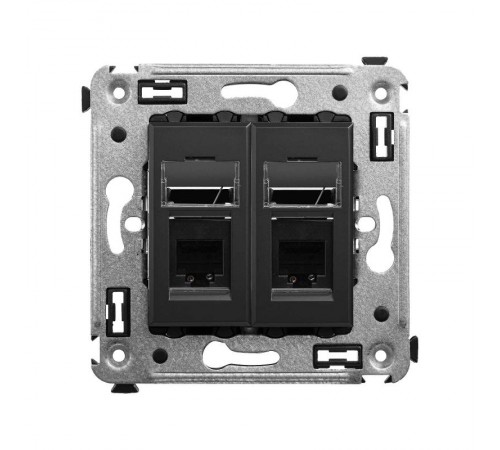 Телефонная розетка RJ-12 в стену двойная, "Avanti", "Черный матовый"  4412314  DKC