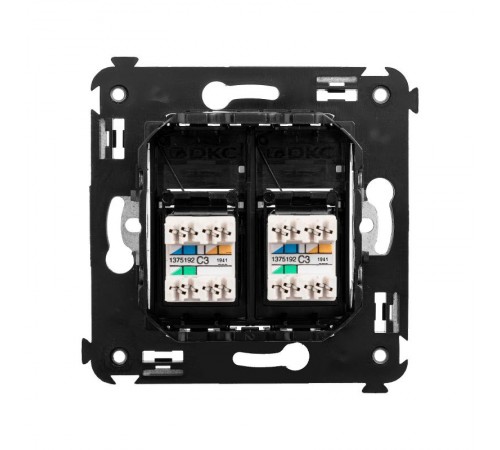 Телефонная розетка RJ-12 в стену двойная, "Avanti", "Черный матовый"  4412314  DKC