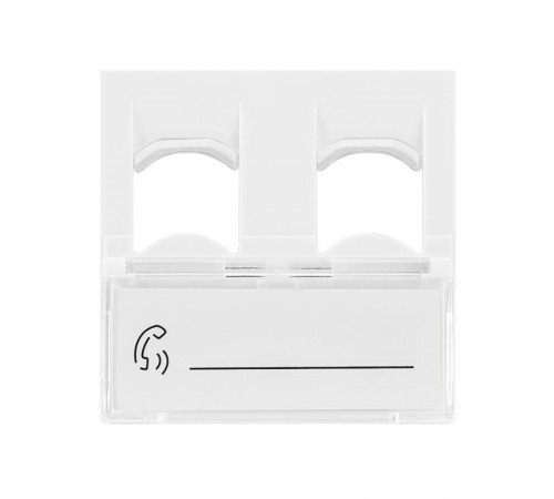 Вставка Mosaic 45x45, на 2 порта с прозрачной шторкой и увеличенным окном маркировки, белая  03-0162  REXANT