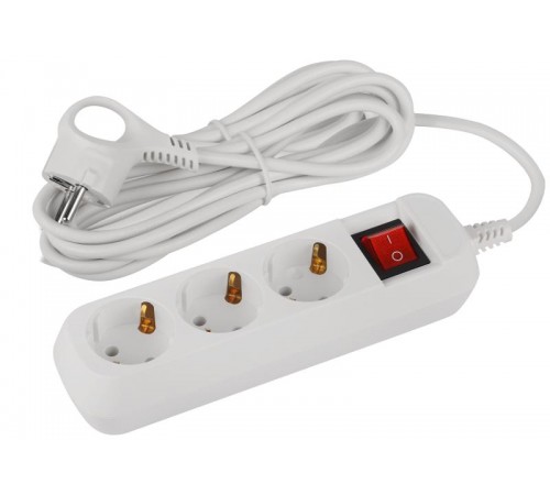 Удлинитель электрический ЭРА UDL-10-350-ES Greenline 3 розетки с заземлением с выключателем 5м ПВС 3x0.75мм2   Б0065080  ЭРА