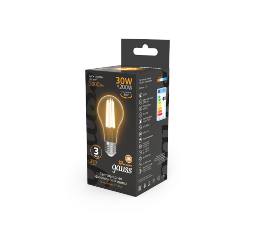 Лампа светодиодная Filament А70 30W 3000lm 2700К Е27 LED 1/10/40  102902130  Gauss