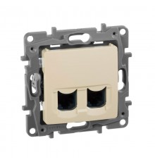 Etika Слоновая кость Розетка компьютерная 2-ая RJ45, категория 5е UTP  672355  Legrand