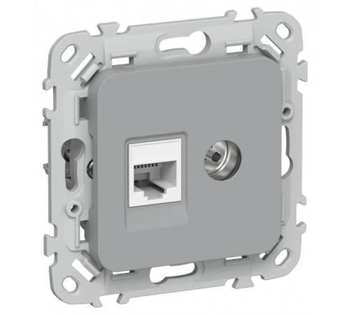 FLITE Розетка 2-ая RJ45/TV кат.5Е UTP РКТВ5е-2-0-ФлС серый  FI-AK22-1-K03  IEK