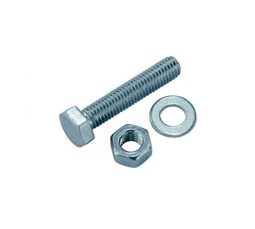 Болт DIN933 8.8 с шестигранной головкой оцинк. М10х60 + гайка + шайба (2 шт) - пакет ( 0,113 кг)  114056  Tech-KREP