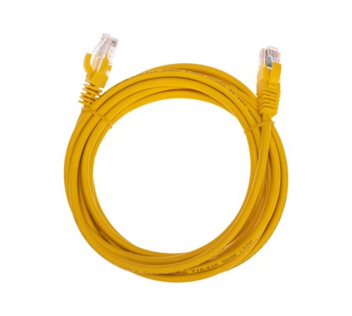 Патч-корд U/UTP, CAT 5e, RJ45-RJ45, 26AWG, LSZH, желтый, 3м REXANT  02-0105-3  REXANT