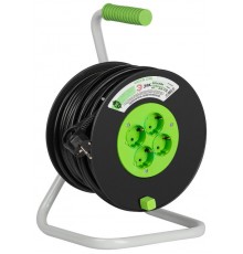 Удлинитель силовой ЭРА GREEN LINE KAT-3x1.5-50m Greenline на катушке пластик 4 розетки с заземлением 50м ПВС 3x1.5мм2   Б0065107  ЭРА